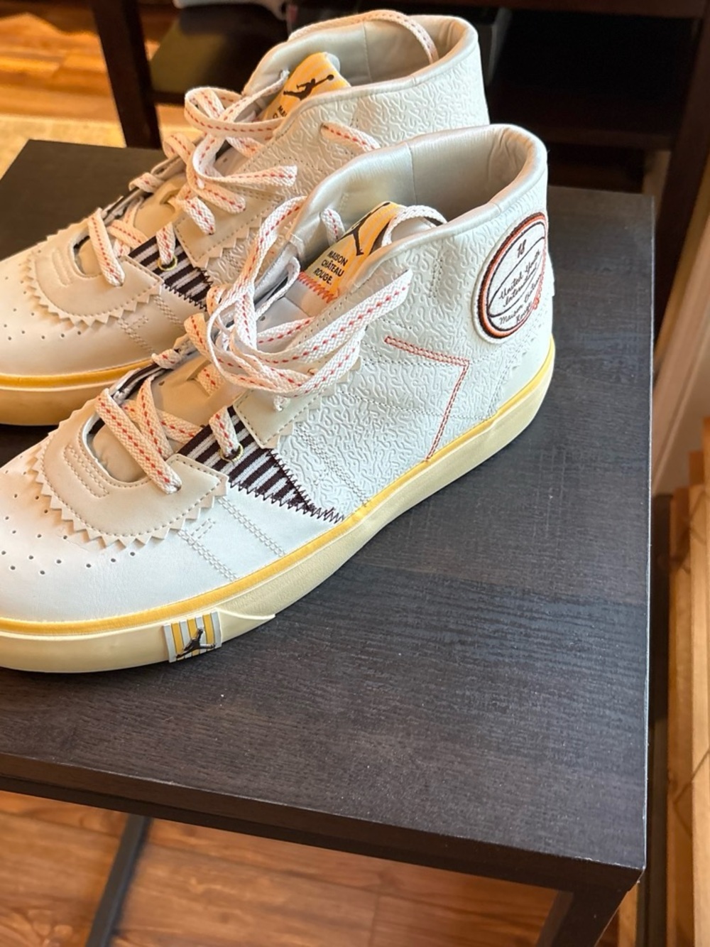 Jordan Men’s Mid-Top Sneakers Cream with Yellow and Brown Accents